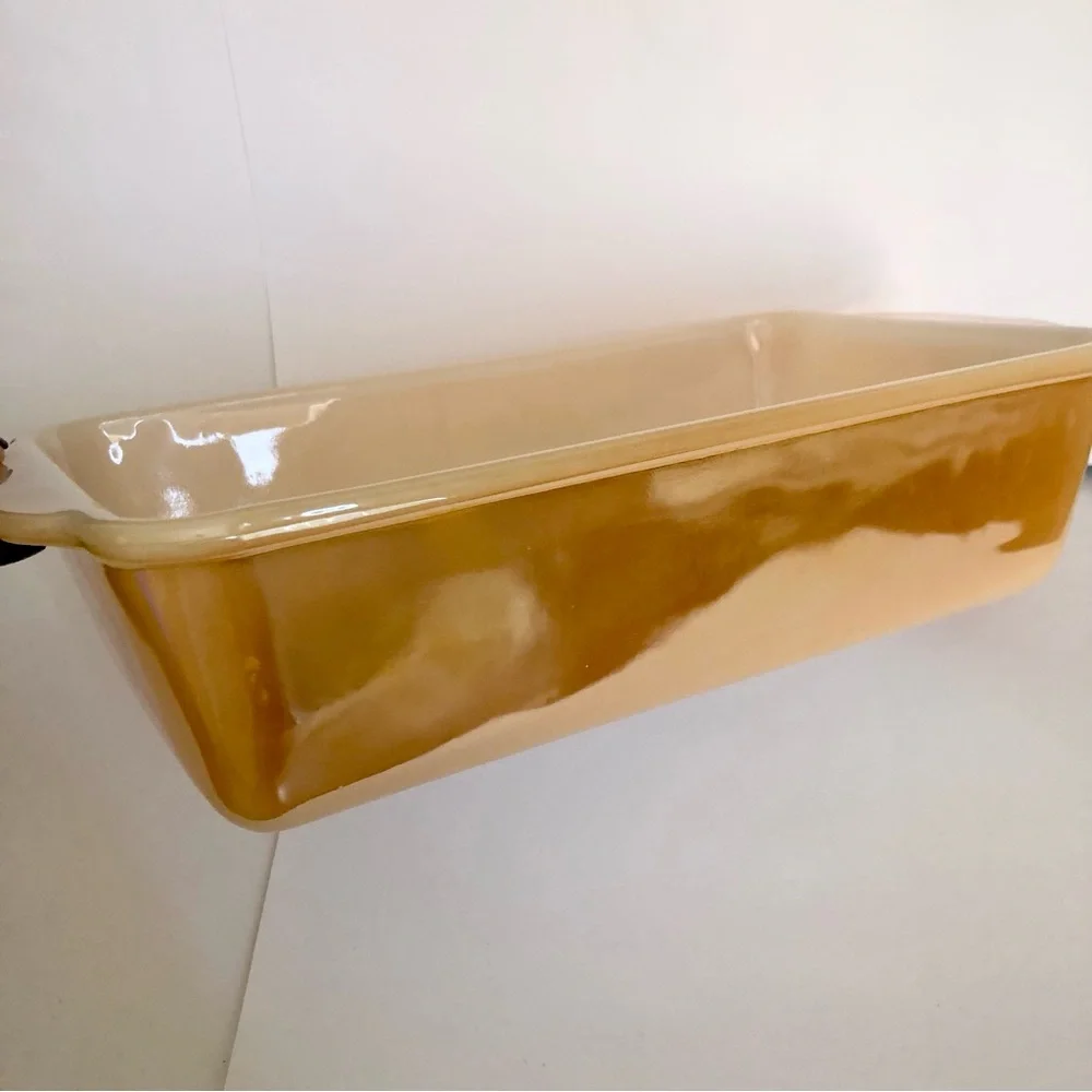 Fire King Peach Luster Loaf Pan Baking 9